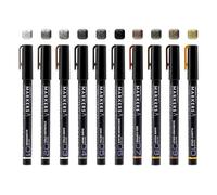Gaahleri Marqueurs à Encre Acrylique à Base d'Eau Série Métallisée GM-Set | 10 Couleurs Métallisées Pointe à Valve Japonaise Débit Fluide Sans Obstruction Pour Modèles