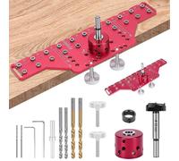 Gabarit 2 en 1 pour perçages, en aluminium, 351 mm, coffret de 15 pièces, pour bois et charnières