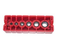 Gabarit de Goujon Rouge pour Perçage du Bois, Outil Menuisier Portable | Centrage et Maintien Précis, Compatible Plusieurs Forets, pour Assemblage de Meubles et Chantiers, en ABS Fer Caoutchouc