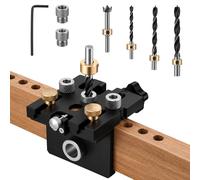 Gabarit de perçage 3-en-1, auto-centrant, 6/8/10/15 mm, pour assemblages en bois