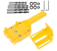 Gabarit de Perçage Droit pour Menuiserie, Kit de Guidage | Acier Inoxydable et Plastique, Alignement des Chevilles, pour Assemblage Mobilier et Atelier, Jaune