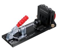 Gabarit de perçage incliné pour trous obliques - Guide de perçage pour trous de poche en bois - Guide de perçage de 9,5 mm - Aide au perçage angulaire - Rouge