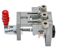 Gabarit de perçage Pocket Hole - Gabarit/guide de perçage - 3 trous, 5/8/10 mm, aluminium 6061 fraisé CNC et acier à outils nitruré, rainures droites - Argent