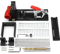 Gabarit de perçage Pocket-Hole - Kit XK4 PRO MAX - Réglable - Alliage d'aluminium - Guide de perçage - Barre de stabilisation - Bloc de butée - Coffret de rangement