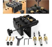 Gabarit de perçage pour bois - Aide au positionnement des chevilles et gabarit pour joints à tenon caché - Perçages de 6/8/10 mm - Gabarit de perçage auto-centrant - Outil de fixation pour bois - Roug