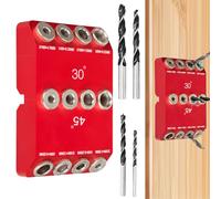 Gabarit de perçage pour chevilles en bois pour la construction de meubles, support de perçage 3-en-1 pour perçage vertical, gabarit de perçage avec angles de 30°/45°/90°, aide au perçage de lignes de