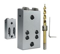 Gabarit de perçage pour trous de perçage droits - Accessoires stables en métal - Gabarit de perçage pour chevilles autocentrantes - Pour couper, fraiser, rainurer et couper dans la menuiserie