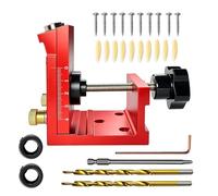 Gabarit Trous de Poche Ajustable Démontable 15° Alliage Aluminium, Pocket Hole Jig Kit avec 2 Forets, 2 Bagues de Butée, Clé Hexagonale, 10 Cales et 10 Vis Travail du Bois Fabrication Meubles