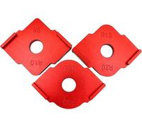 Gabarits de fraisage à rayon d'angle en aluminium pour défonceuse - Jeu de 3 gabarits - 6 en 1 R5-R30 - Précision - Pour le travail du bois - Avec coffret de rangement