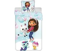 Gabby Maison Magique Housse de Couette 140x200 + Taie Microfibre Cadeau | Parure de lit réversible 1 personne | Microfibre douce séchage rapide | Pandy Pattes | Fille 4-12 | Cadeau | Idée cadeau
