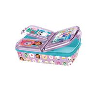 Gabby's Dollhouse Boîte à goûter enfant - lunch box bento 3 compartiments avec clips, boîte à repas en plastique pour école et maternelle, boîte snack pour goûter et pique-nique