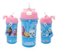 Gabby's Dollhouse Bouteille d'eau et pot à goûter réutilisable pour enfants 400 ml avec paille - Produit officiel par Polar Gear - Sans BPA et recyclable - Pour l'école, la crèche, le sport, le
