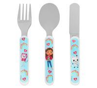Gabby's Dollhouse Ménagère 3 pièces pour enfants - Acier inoxydable et plastique sans BPA - Fourchette, cuillère et couteau - Bleu - À partir de 3 ans - Couverts sous licence officielle pour enfants