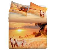 Gabel Parure de lit Savana, 250 x 290 cm, Pur Coton, Topaze, Impression Photo numérique, Double Face