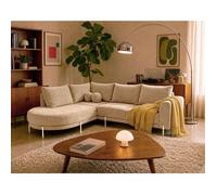 Gabin - Canapé d'angle gauche 5 places en velours texturé - Beige