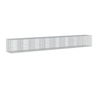 Gabion métallique avec couvercle, mur de soutènement décoratif, fil de fer galvanisé inoxydable, 800x100x100 cm, maille 10x5 cm, capacité 1800 kg/m³