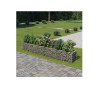 vidaXL Gabion jardinière surélevée en acier galvanisé 360×50×50 cm argenté