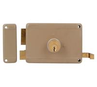 Gâche de porte à entraînement droit avec levier de verrouillage, gâche et poignée pour portes en bois, dimensions 100 x 85 mm - Acier beige