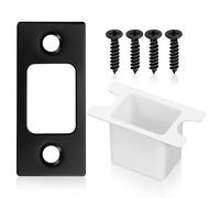Gâche de Porte Noire Boîtier de Verrou et Vis en Acier Inoxydable | Plaque à Angle Droit Percée, Remplacement Pratique pour Pêne Dormant, Réparations de Quincaillerie au Bureau ou Domicile