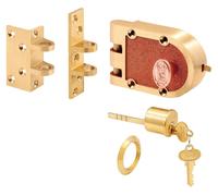 Gâche en bronze massif avec finition en laiton brossé et serrure à cylindre simple