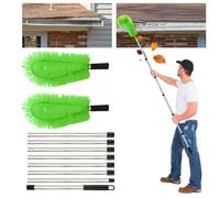 Gachiwar Outil de nettoyage de gouttière, perche telescopique nettoyage,brosse extensible longue portée, outil de nettoyage de gouttière pour gouttière de toit | Longueur totale - 310 cm (Vert)
