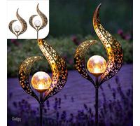Gadgy Gadgy Lampe à flamme solaire avec piquet de terre - Kit d'éclairage solaire de jardin 2 pièces - Eclairage solaire de jardin - Eclairage extérieur Led avec capteur - Lanterne de jardin - Torche