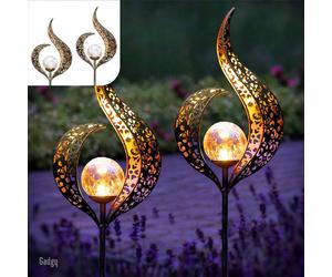Gadgy Gadgy Lampe à flamme solaire avec piquet de terre - Kit d'éclairage solaire de jardin 2 pièces - Eclairage solaire de jardin - Eclairage extérieur Led avec capteur - Lanterne de jardin - Torche