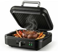 Gadgy Grill Viande Électrique 1400W Antiadhésif - Température Réglable | Plaque Amovible -- Trois Niveaux de Température et Ouverture à 180 Degrés pour Paninis Viandes et Légumes