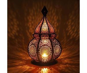 Gadgy Lanterne Marocaine | Porte Bougie Decorative | Decoration Orientale | Photophore pour Bougie et Lumières électriques | Objet Africain |Résistant au Vent | Lampe Orientale 36 x 20,5 cm