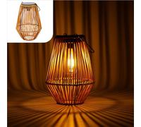 Gadgy Lanterne Solaire Extérieure Étanche - Luminaire LED Effet Rotin Brune pour Jardin, Terrasse et Balcon, Éclairage Solaire Décoratif et Durable