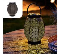 Gadgy Lanterne Solaire Fleur | Deco Orientale Jardin Exterieur | Lampe A LED | Lanterne De Table Et Terrasse | Métal Noir Et Or | Ip65-etanche