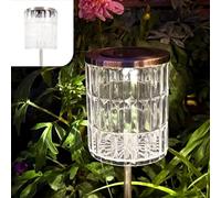 Gadgy Lanterne Solaire pour Extérieur en Aspect Cristal - Lampe Solaire à Piquer Outdoor - Décoration de Jardin LED Résistante aux Intempéries pour Magnifiques Motifs Lumineux - Lanterne de Jardin