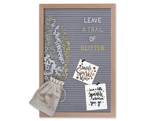 Gadgy Letter Board en Feutre rétro Gris avec Lettre 510 dorée, argentée et Blanche, Bois, Noir, 30 x 45 cm