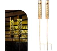 Gadgy Lot de 2 Lampes Solaires de Jin avec Effet Flamme Torches LED Solaires Extérieures en Métal Flammes Stables PLAQUE ACOUSTIQUE