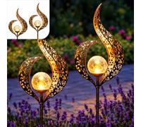 Gadgy Lot de 2 Lanternes Solaires Extérieures LED | Lanternes Solaires Étanches avec Motif Lumineux LED Élégant pour Jardin