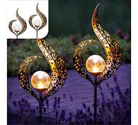 Gadgy Lot de 2 Lanternes Solaires Extérieures LED | Lanternes Solaires Étanches avec Motif Lumineux LED Élégant pour Jardin