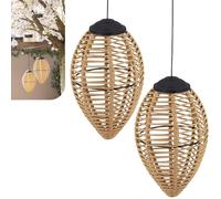 Gadgy Lot de 2 Lanternes Solaires Suspendues Effet Rotin | Lampes LED Extérieures Étanches pour Jardin - Terrasse & Balcon - Éclairage Solaire Décoratif Automatique