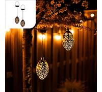 Gadgy Lot de 2 Lanternes Solaires Suspendues Orientales - Lampes Solaires Marocaines en Métal Étanche - Éclairage LED Décoratif pour Jardin, Terrasse et Balcon