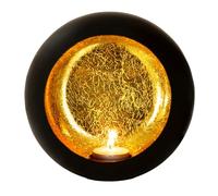 Porte-Bougie Gadgy Noir Or - Photophore Décoration de Table à Manger - Porte-Bougie Métallique Rond - Photophore Décoration Métal Noir - Décoration d'Intérieur Ø 17 x 10 cm
