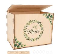 GADITIEK Urne Mariage Merci en Bois Boîte à enveloppe de Cartes Mariage Urne Baptême Tirelire Décorative pour Fête d’Anniversaire Baby Shower Cagnotte pour Lettres Enveloppes Communion