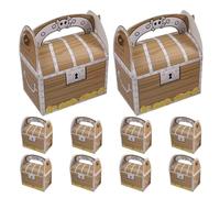 Gadpiparty 10 Pièces Coffre Pirate en Papier Thème Créatif pour Fête D'garçon et Filles, Candy Box Compacte et Facile à Transporter, Petite Boîte en Carton pour Anniversaire D'garçon