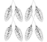 Gadpiparty 10 Pièces Pommes de Pin Décoratives en Plastique Argenté pour Noël, Ornements Suspendus Faciles à Utiliser, Décoration Créative pour Sapin et Intérieur Festif