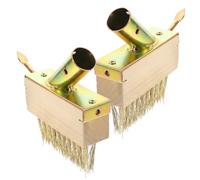 Gadpiparty 2 Pièces Brosse Métallique de Désherbage Compacte Manche en Bois pour Nettoyage des Fissures au Sol, Outil Manuel pour Jardinage et Fête