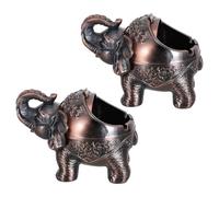 Gadpiparty 2 Pièces Cendrier Éléphant Décoratif Anti-Vent en Alliage de | Usage Salon et Bureau, Base Large Stable, Limite la Fumée Odeurs, Finition Rouge
