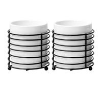 Gadpiparty 2 Pièces Céramique Organisateur de Pinceaux Maquillage Blanc, | Rangement Cylindrique 4x3 Pouces, Style Chic Moderne, Surface Résistante aux Rayures, Usage Vanity et Maison