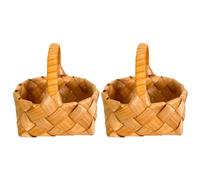 Gadpiparty 2 Pièces Panier Portatif Tressé Main Mini Panier à Fleurs en Bois pour Petits Objets Style Campagne Décor de Fête et Bureau