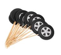 Gadpiparty 20pcs Inserts à Gâteaux de Pneus en Papier et Bambou Noir, Décorations Créatives et Sécurisées pour Cupcakes, pour Anniversaire et Fête Thème Course
