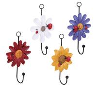 Gadpiparty 4 Pcs Crochets Muraux en Résine Marguerite Décoratifs pour Organisation et Décoration, Support Mural Fleur pour Salon et Entrée