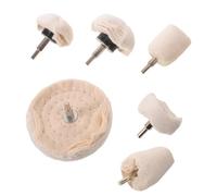 Gadpiparty 6 Pièces Roue de Polissage Douce Blanche 1/4 Pouce, Finition | Brosse en Toile Acier, Formes Cylindrique, Cône et Champignon, pour Cire, Pièces et Moules Précis