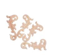 Gadpiparty Applique en bois sculpté non peint 4pcs 16x8 cm, motifs floraux élégants, pour meubles et armoires, décoration de salon, bricolage, lot de 4